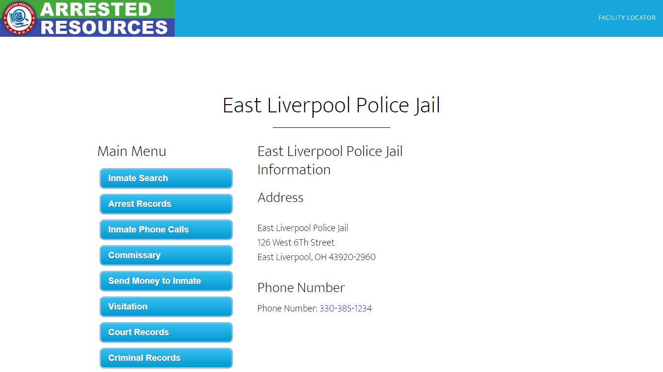 East Liverpool Police Jail - Inmate Search - East Liverpool, OH