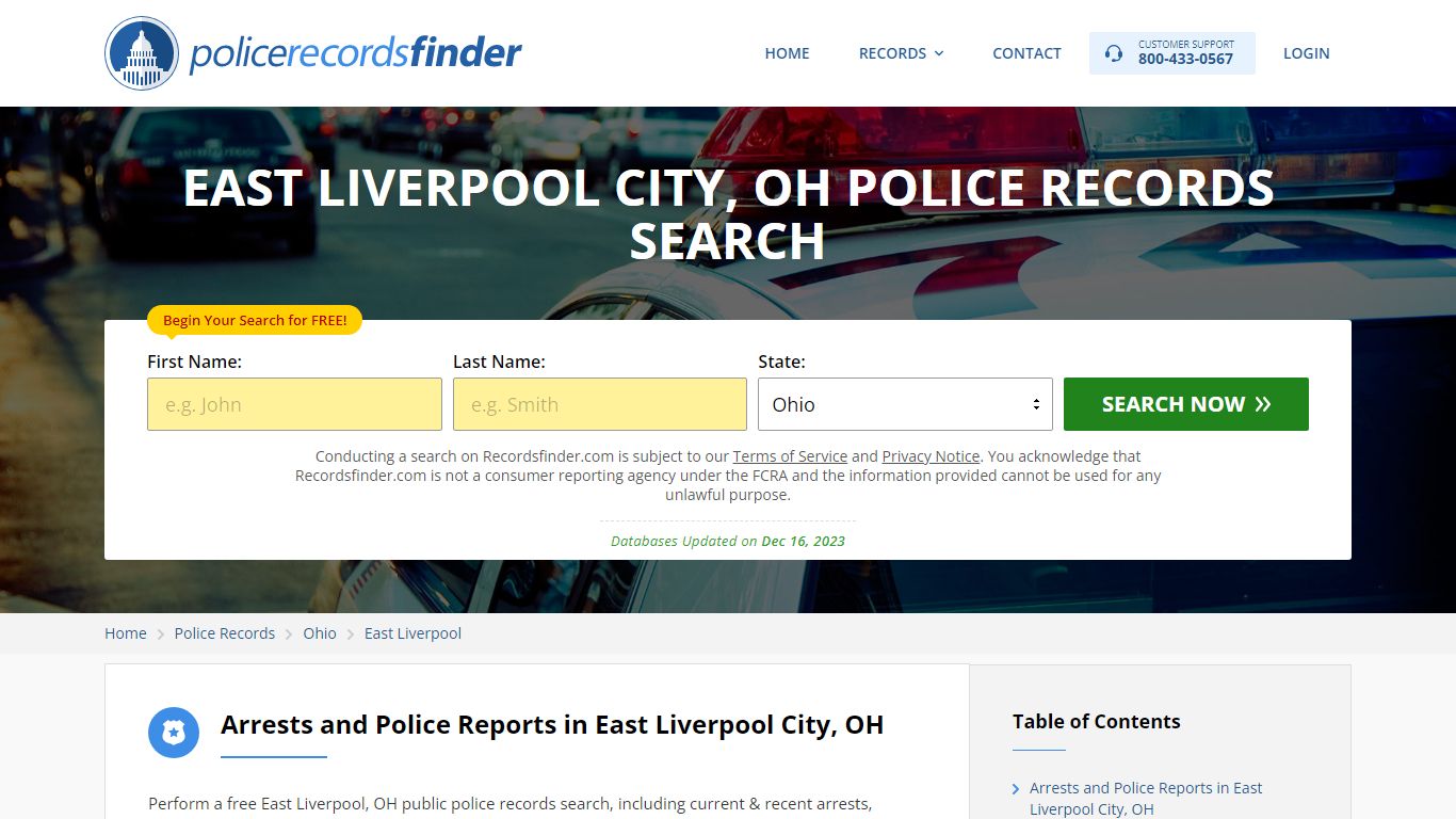 EAST LIVERPOOL CITY, OH POLICE RECORDS SEARCH - Recordsfinder.com