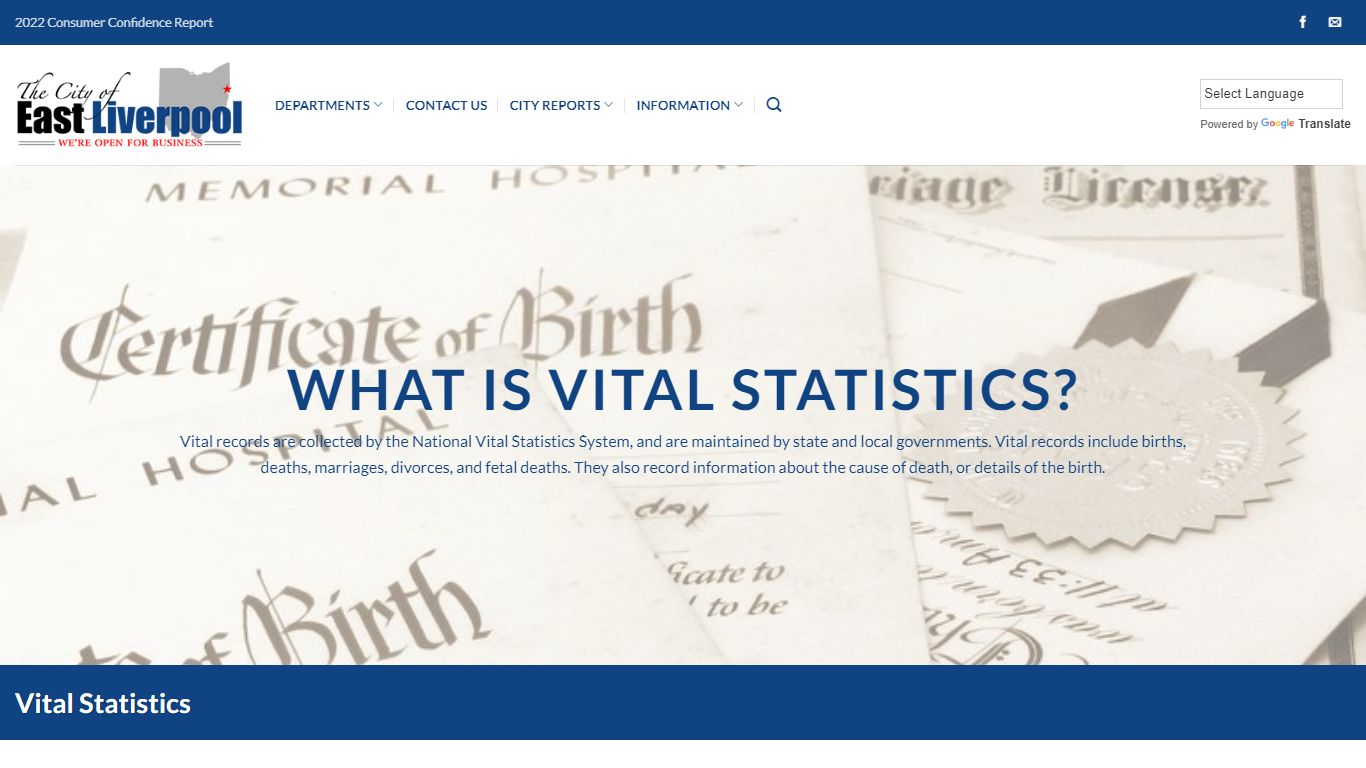 Vital Statistics | The City of East Liverpool
